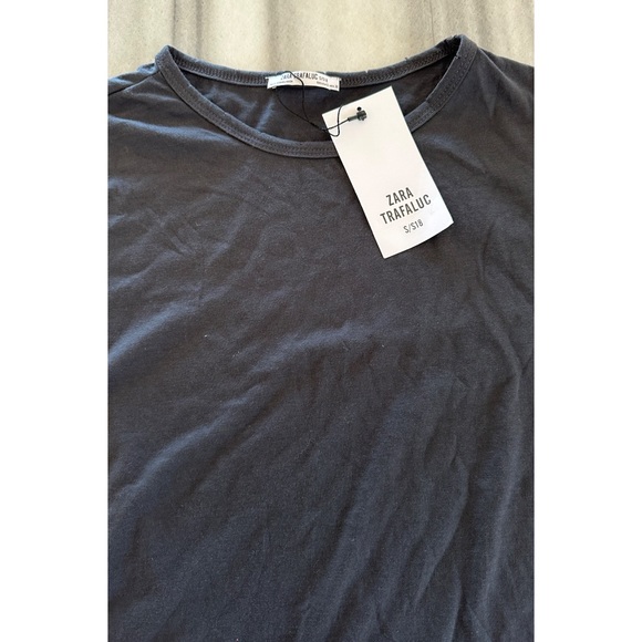 ZARA TRAFALUC Basic T-Shirt Charcoal S NWT - Picture 3 of 5